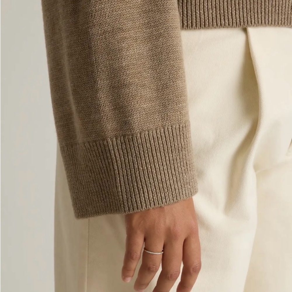 Quince Australian Merino wool mock neck Boxy Sweater in Malted Toffee size S - Picture 4 of 7